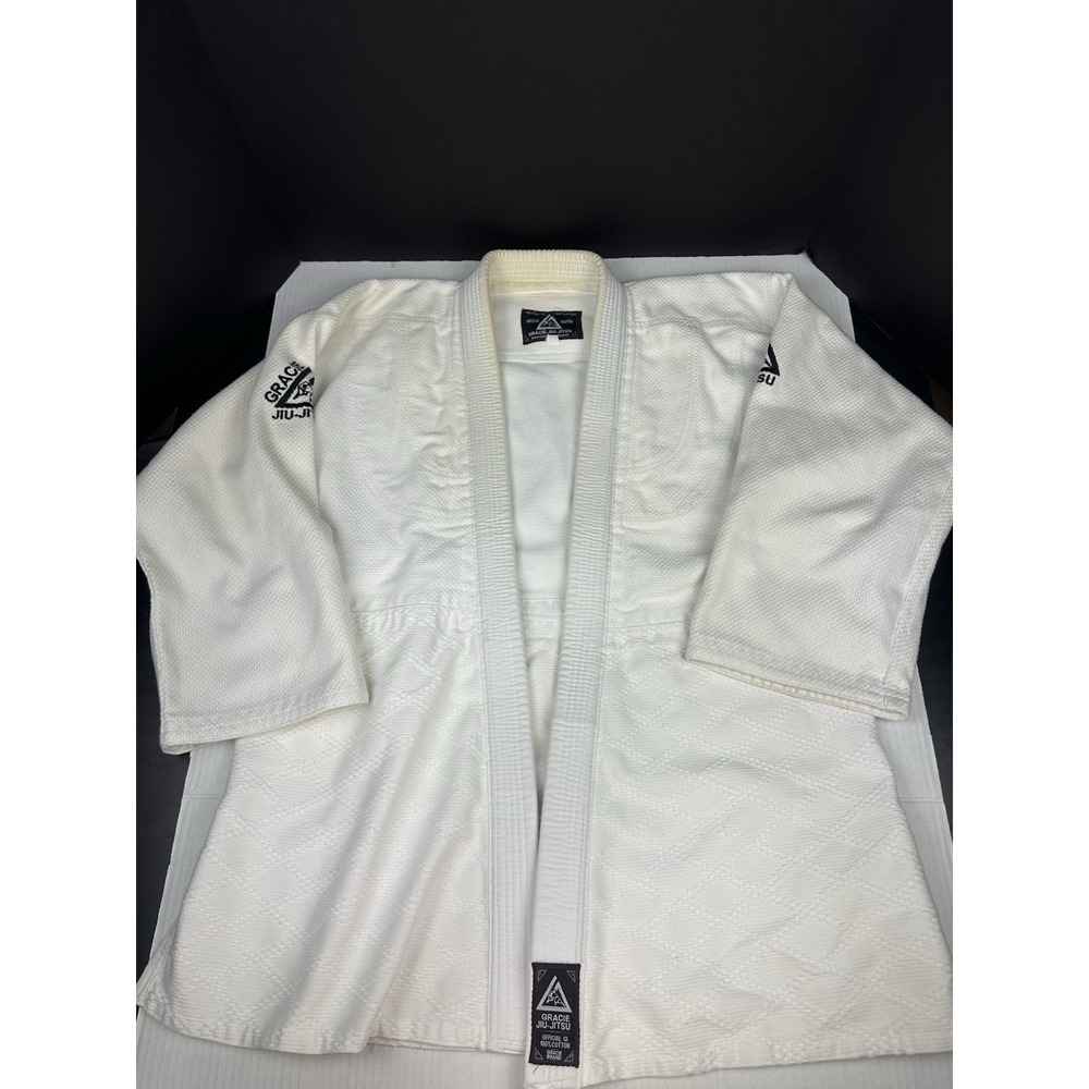 Gracie Jacket Mens Jiu-Jitsu BJJ Gi 4/170 White Official Kimono Top Some Stains